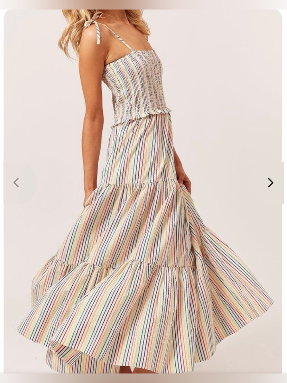 HTF Like new SOLID & STRIPED indigo Smocked Tiered Midi Dress Sz small